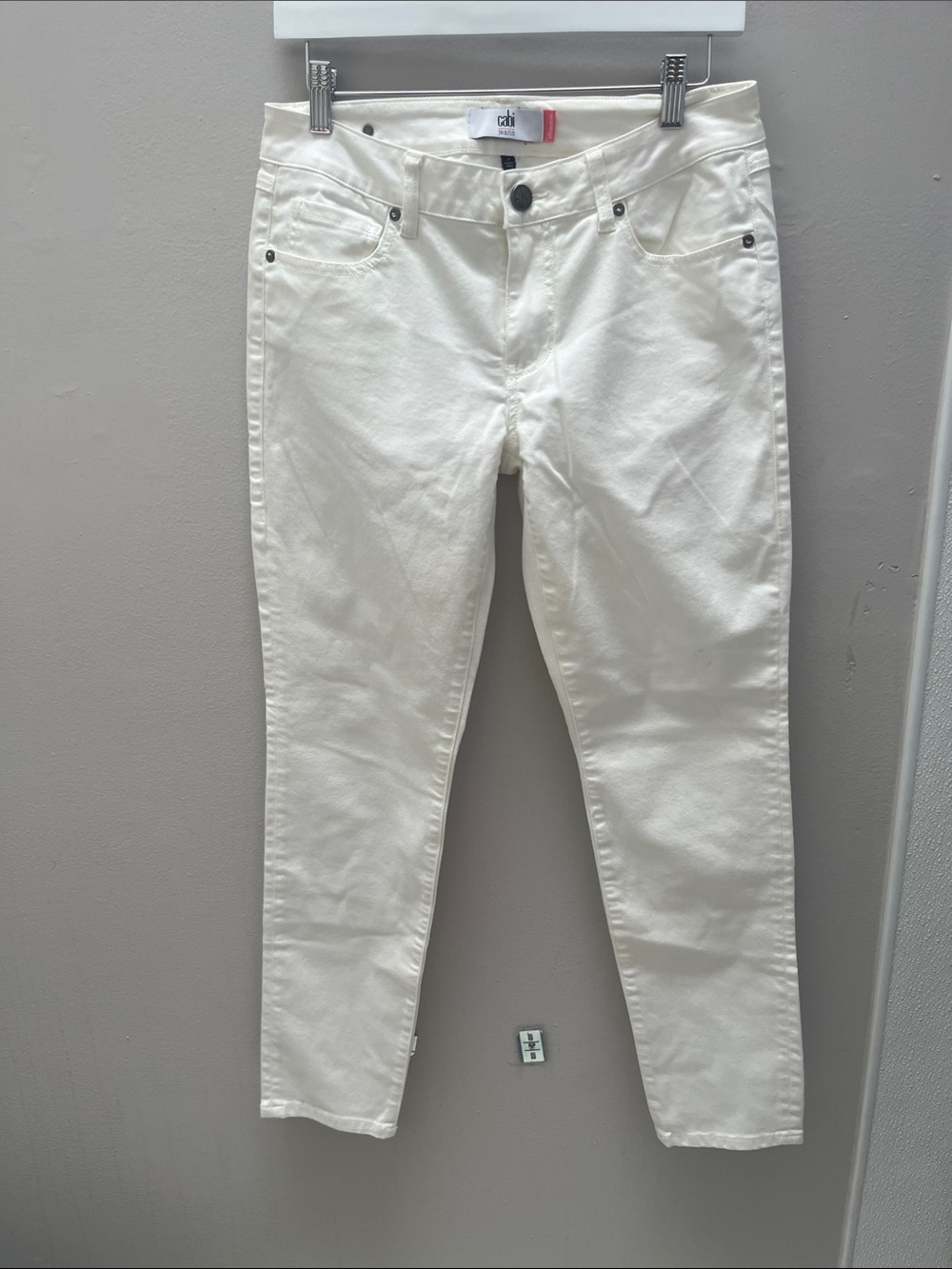 CAbi Women's Skinny Jeans in White-Cream